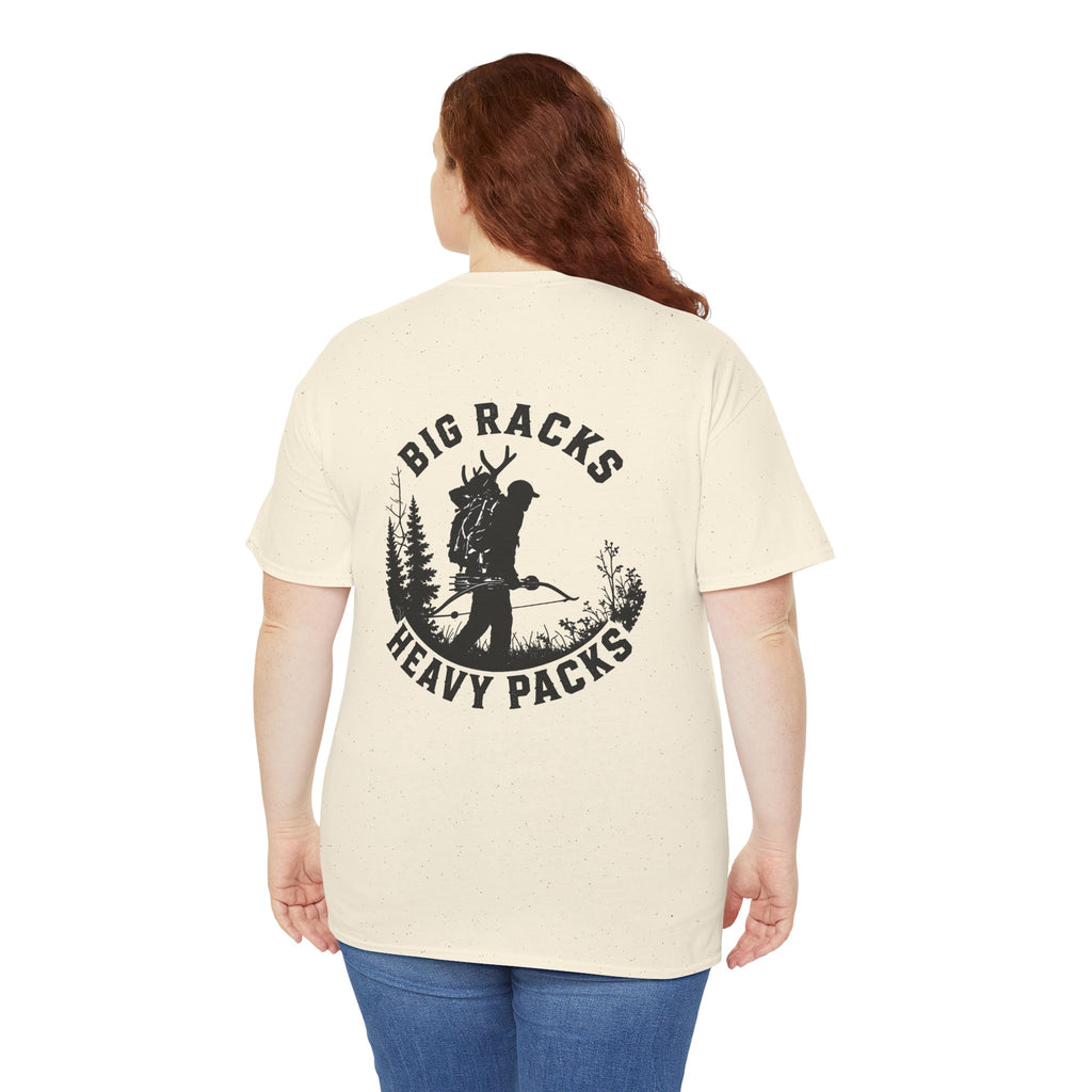 Hunting Tee — "Big Racks Heavy Packs" Antler Hunter Graphic Shirt