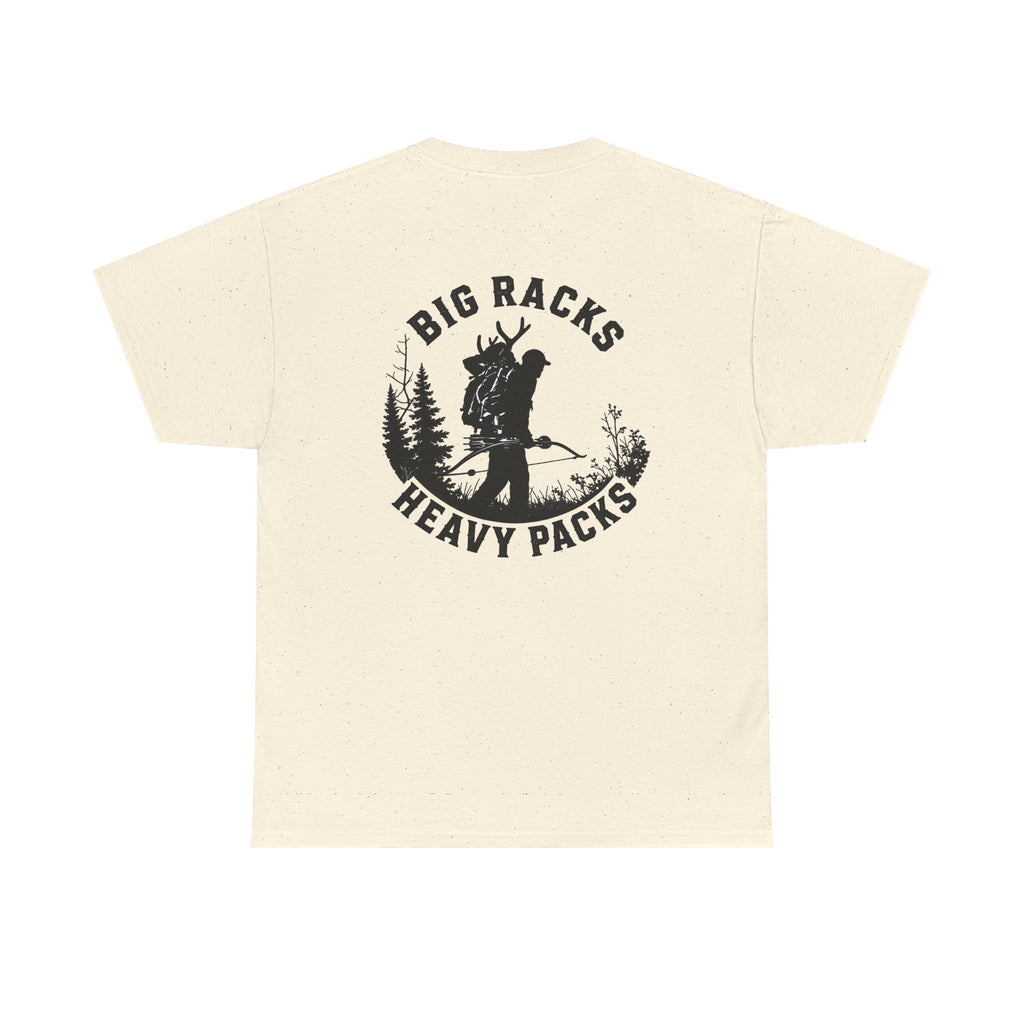 Hunting Tee — "Big Racks Heavy Packs" Antler Hunter Graphic Shirt