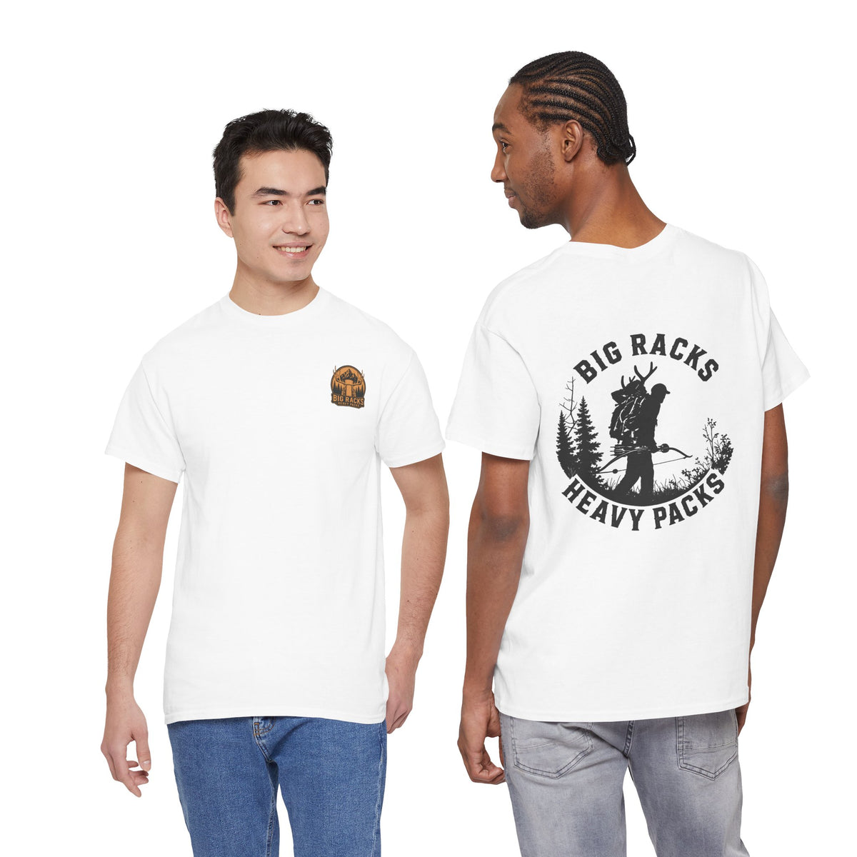 Hunting Tee — "Big Racks Heavy Packs" Antler Hunter Graphic Shirt