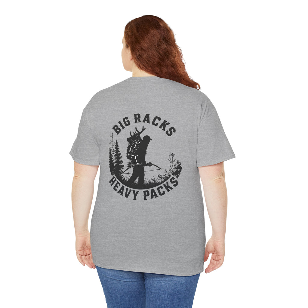 Hunting Tee — "Big Racks Heavy Packs" Antler Hunter Graphic Shirt