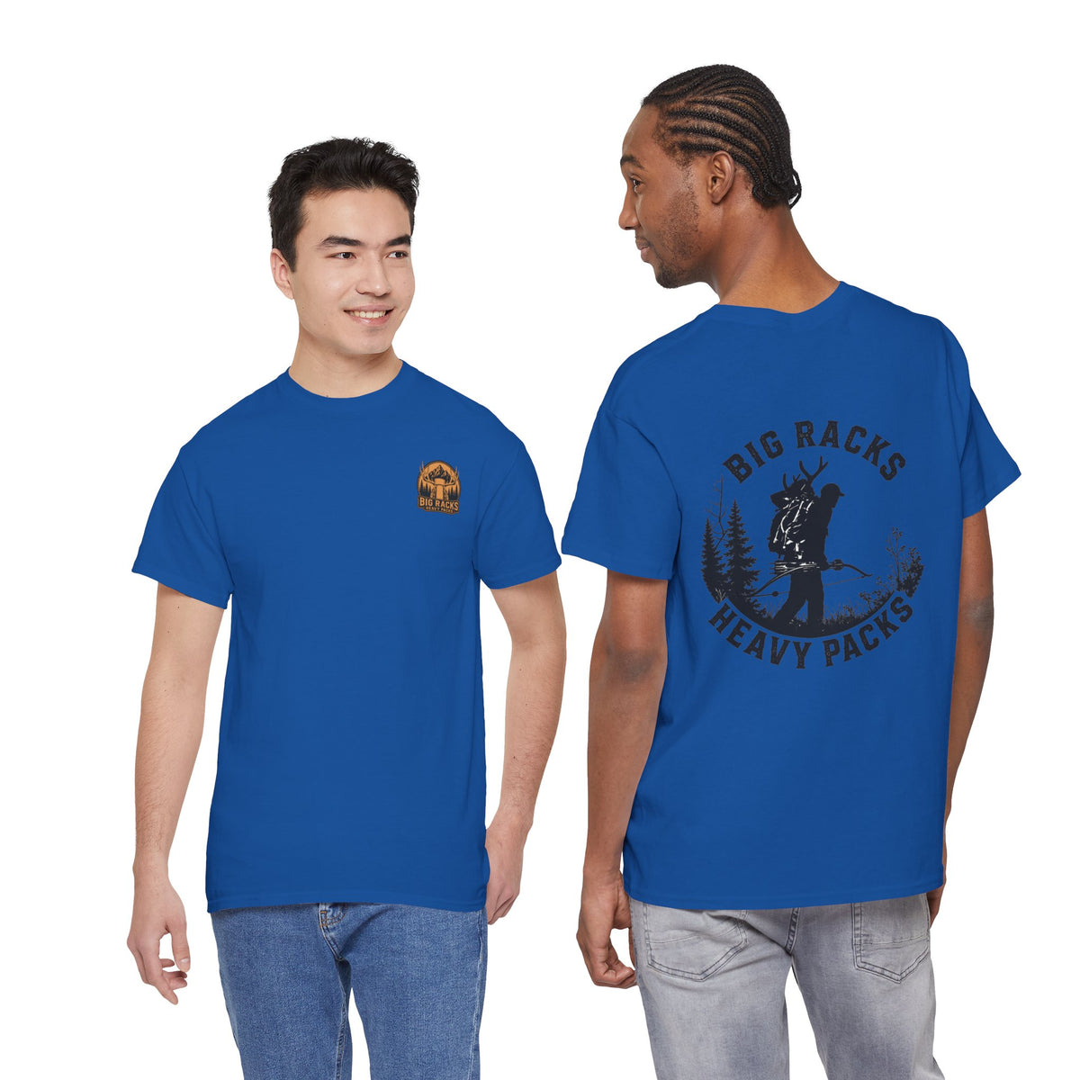 Hunting Tee — "Big Racks Heavy Packs" Antler Hunter Graphic Shirt