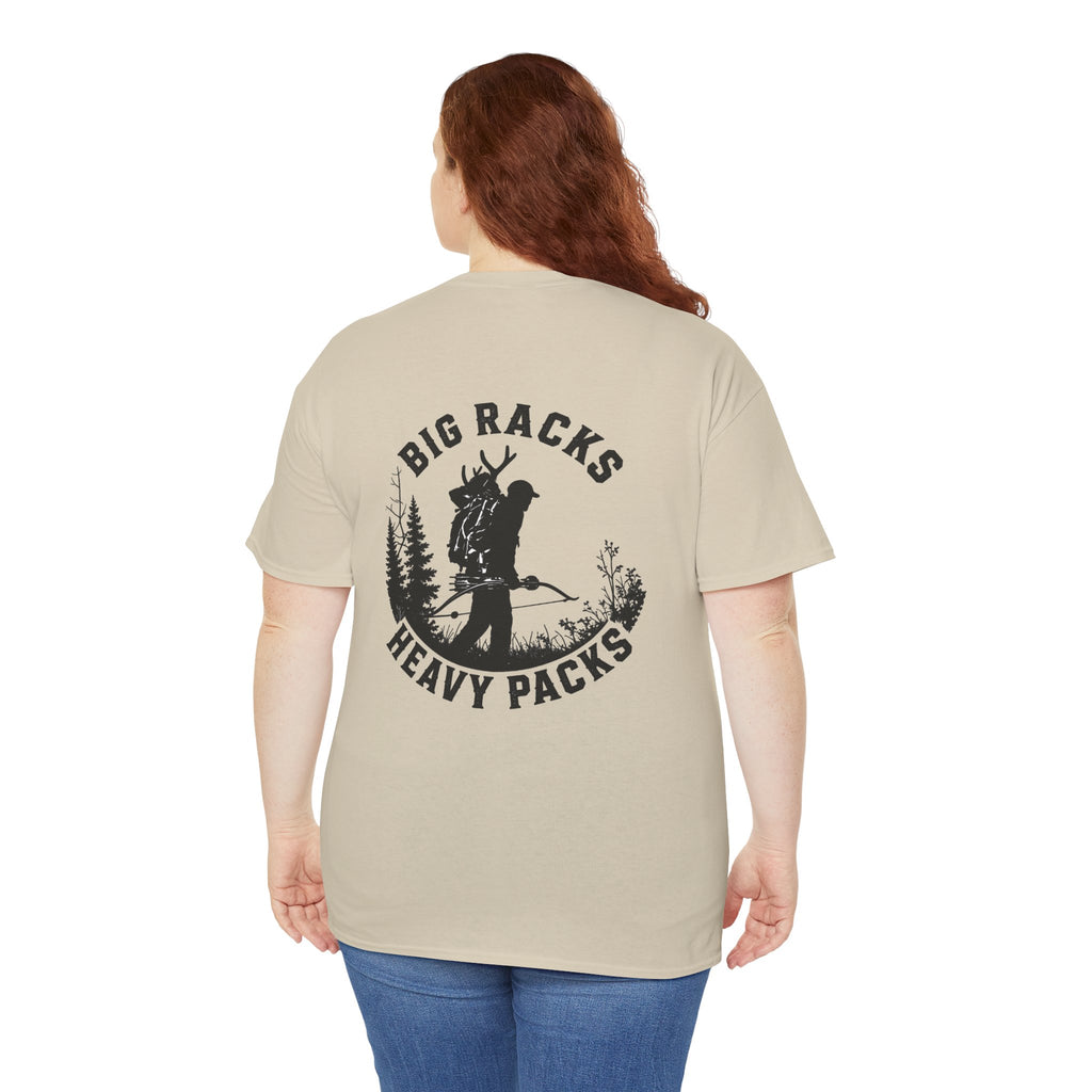 Hunting Tee — "Big Racks Heavy Packs" Antler Hunter Graphic Shirt