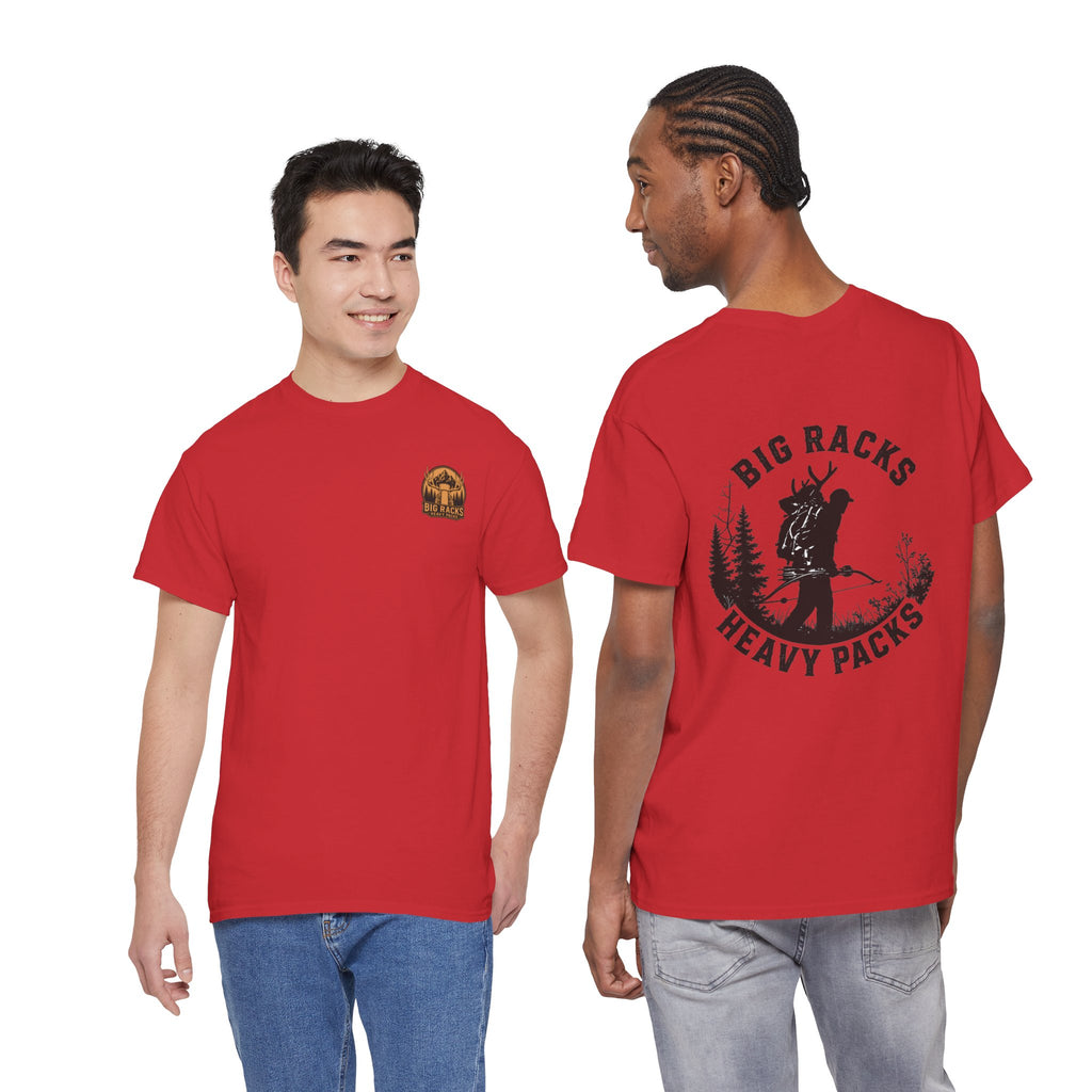 Hunting Tee — "Big Racks Heavy Packs" Antler Hunter Graphic Shirt