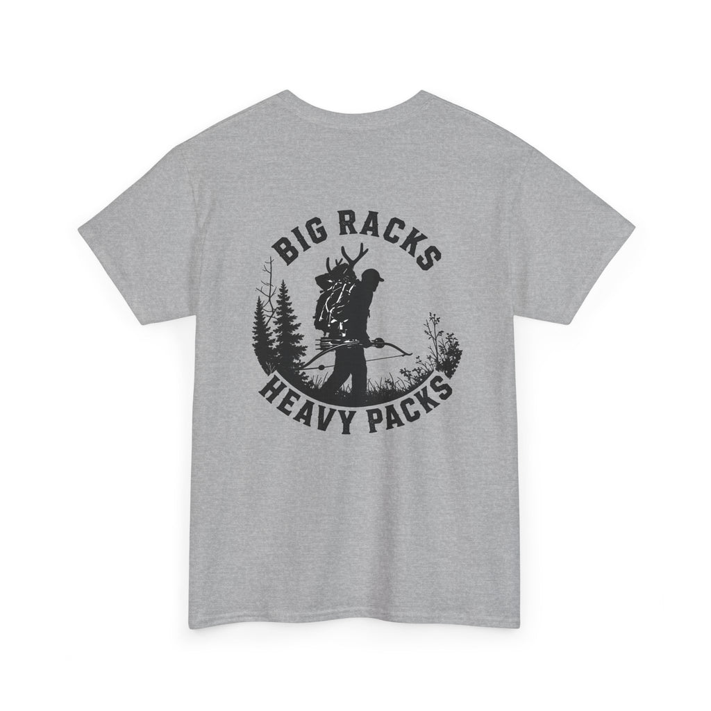 Hunting Tee — "Big Racks Heavy Packs" Antler Hunter Graphic Shirt