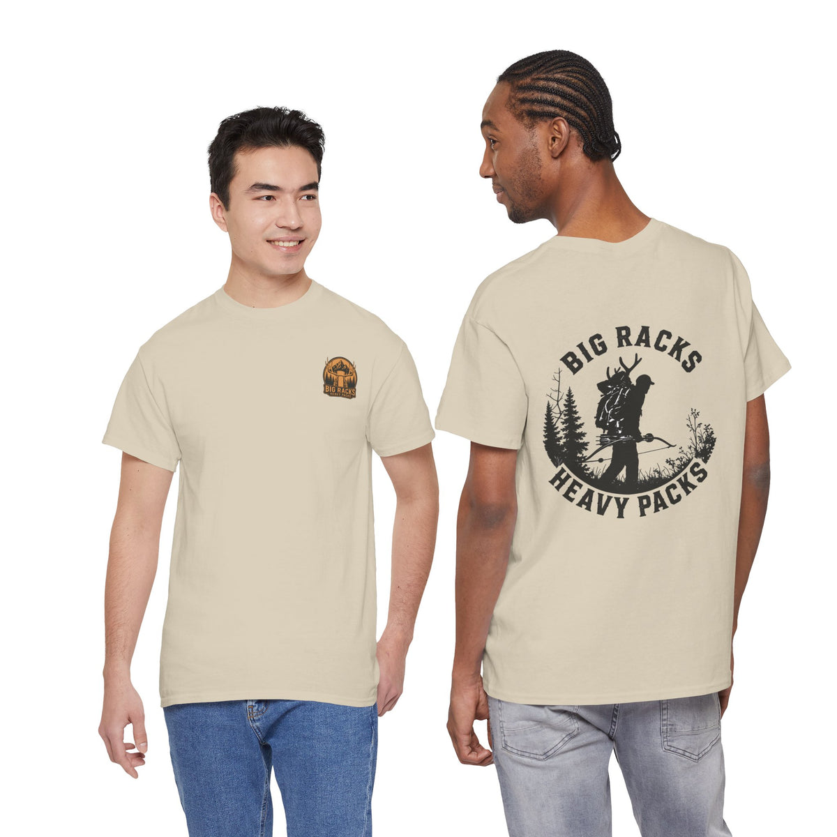 Hunting Tee — "Big Racks Heavy Packs" Antler Hunter Graphic Shirt