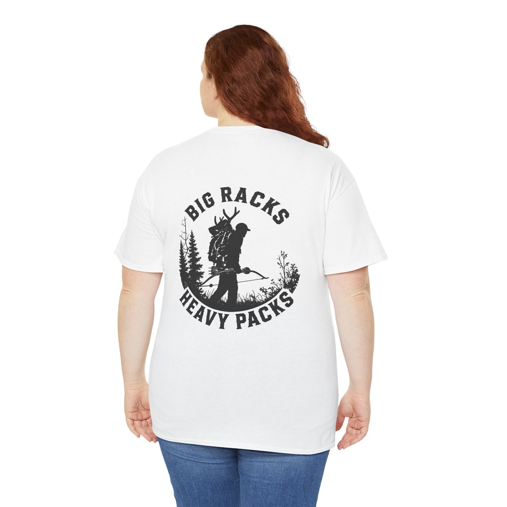 Hunting Tee — "Big Racks Heavy Packs" Antler Hunter Graphic Shirt