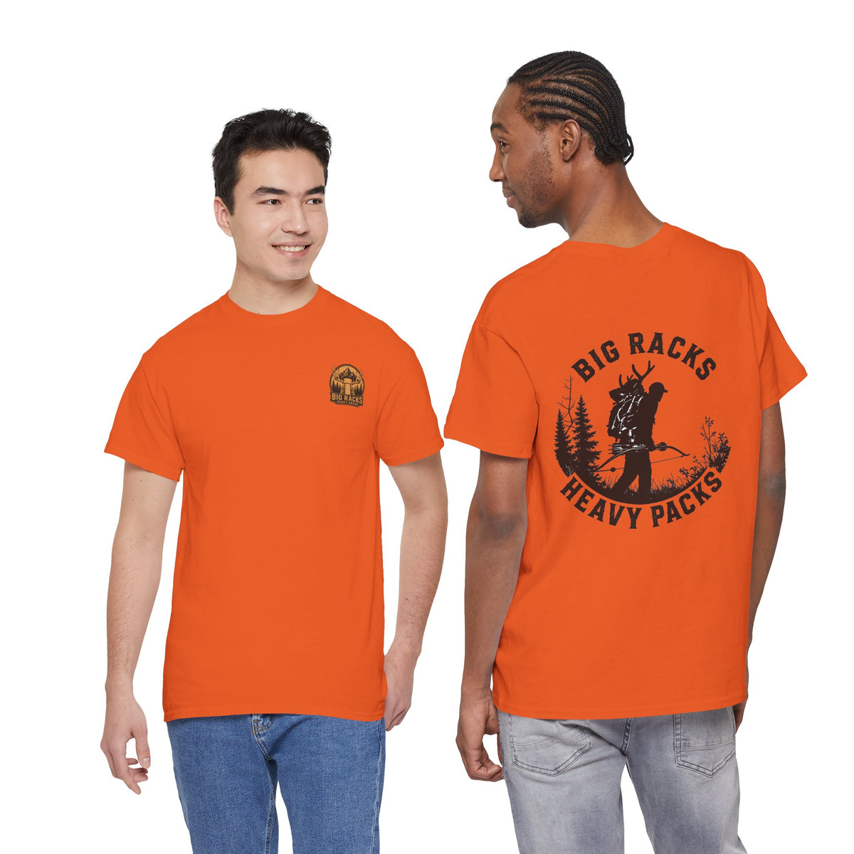 Hunting Tee — "Big Racks Heavy Packs" Antler Hunter Graphic Shirt